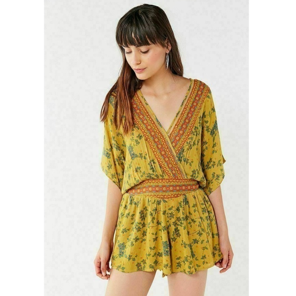 Urban Outfitters Yellow Floral Romper